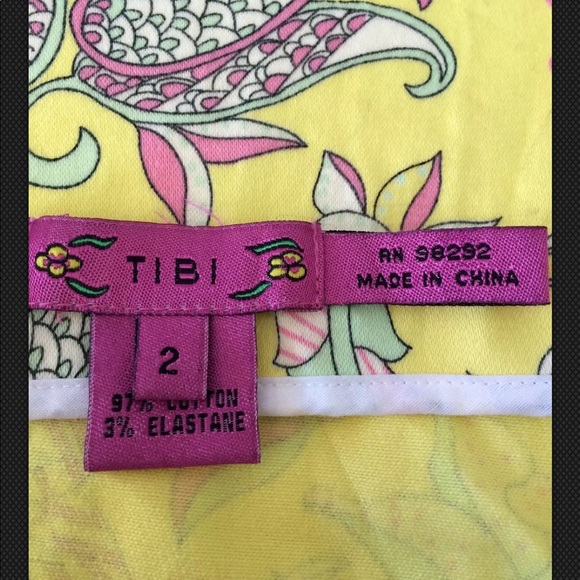 TIBI Stretch Pencil Floral Yellow Skirt Size 2 - Picture 5 of 7